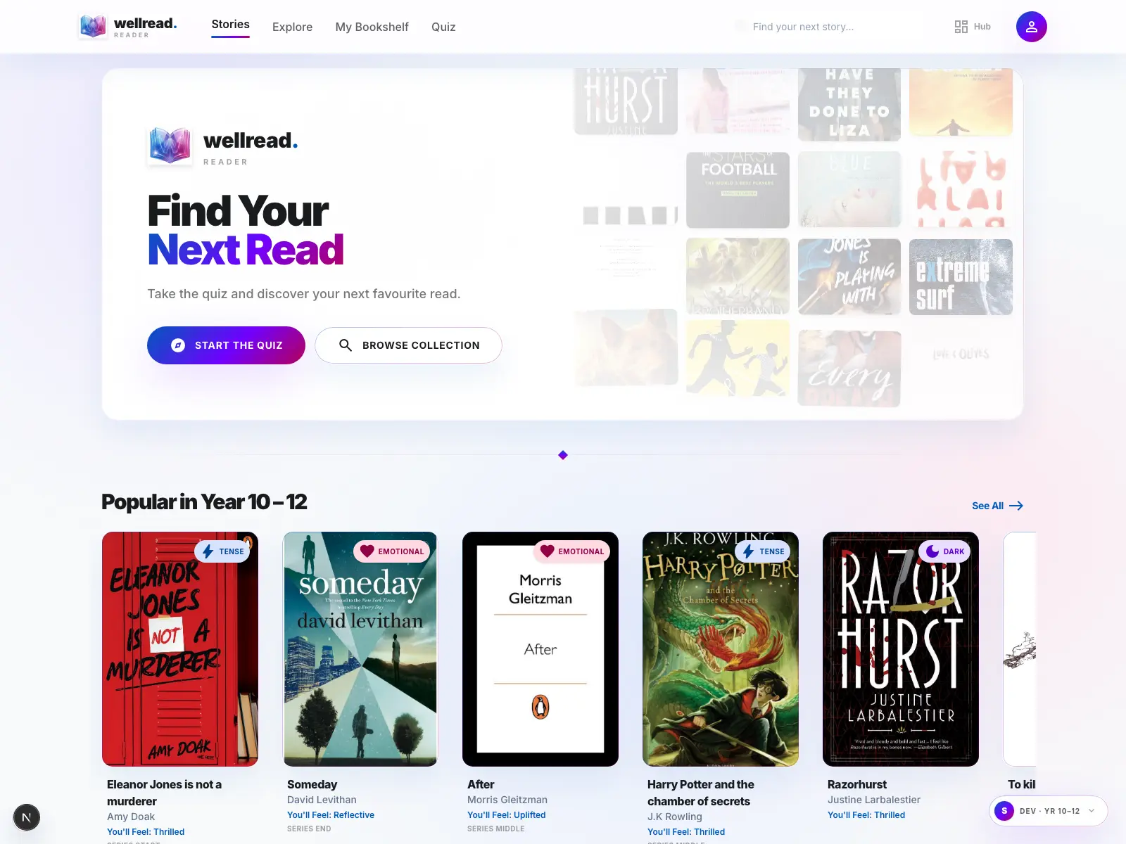 Well Read student interface